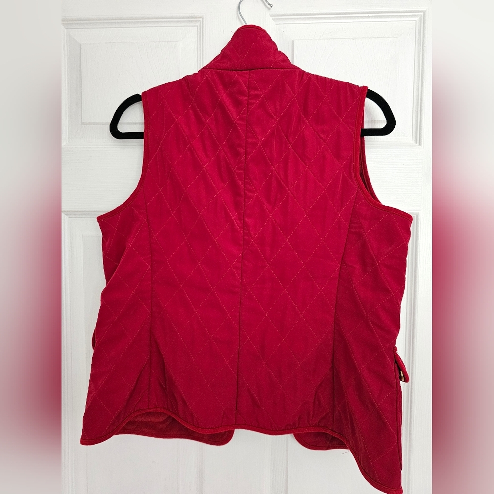 Talbots Red Quilted Button Down Vest Small Petite - image 2